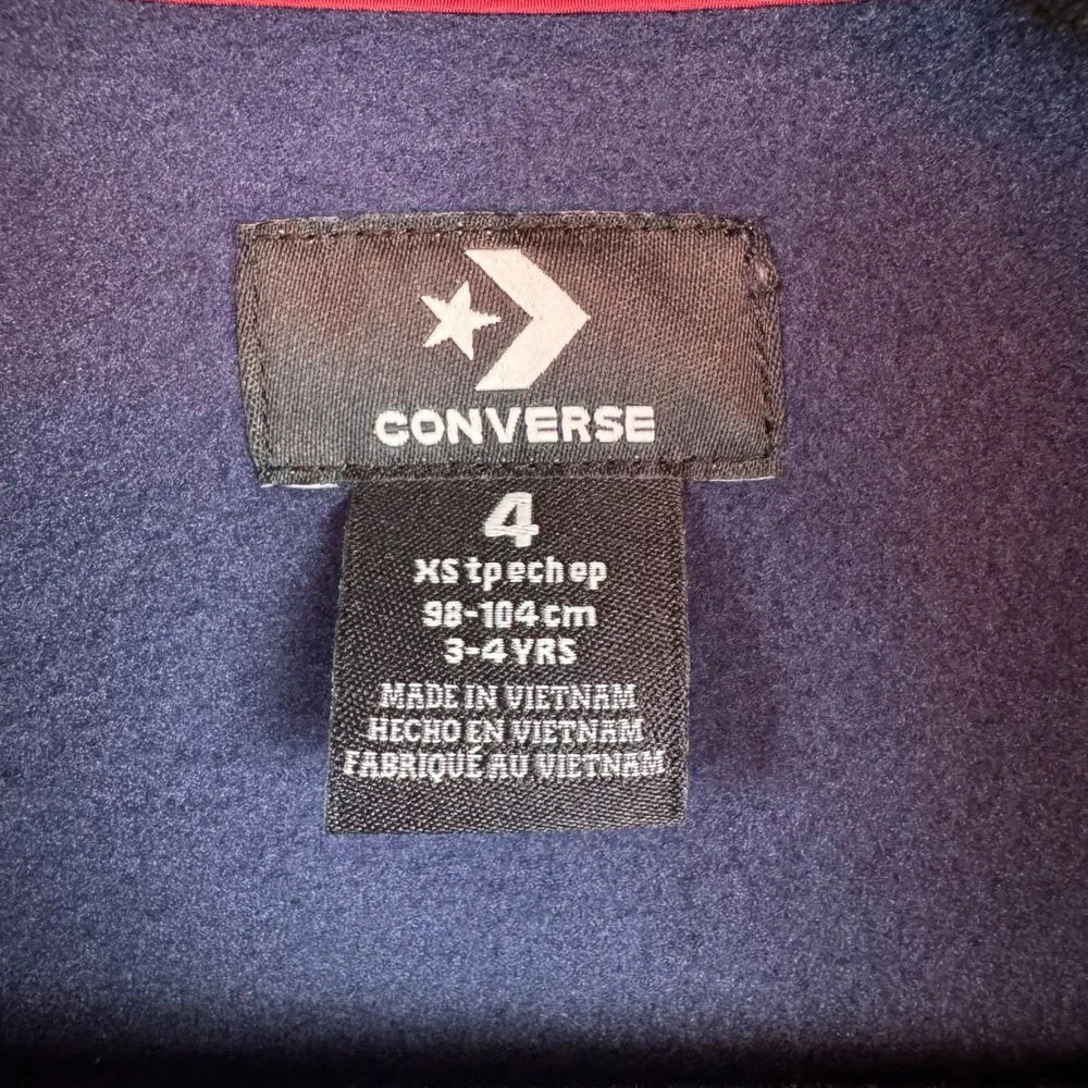 Converse All Star Jacket Size 4 Boys Fleece Quarter Zip Pullover Navy‎ NEW NWT